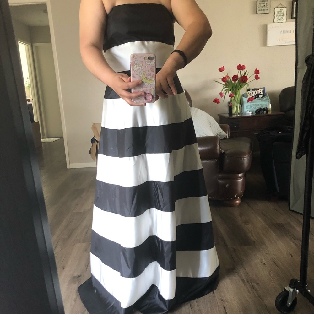 Black and white gown
